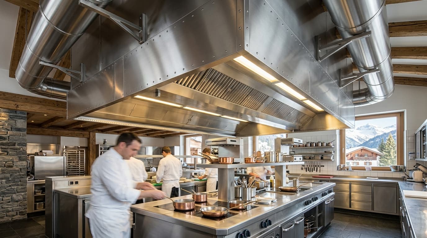 Lebensmittelkontrolle und Hygieneinspektion in einer gewerblichen Schweizer Restaurantküche
